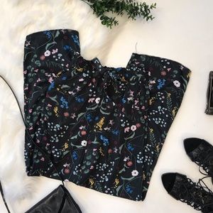 H&M Anna Glover Floral Paper-bag Pants